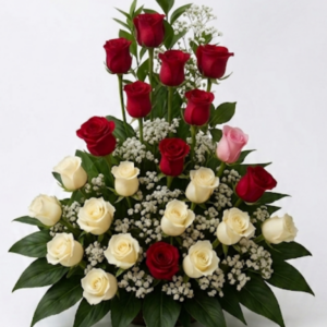 Centro tricolor de Rosas con cerámica