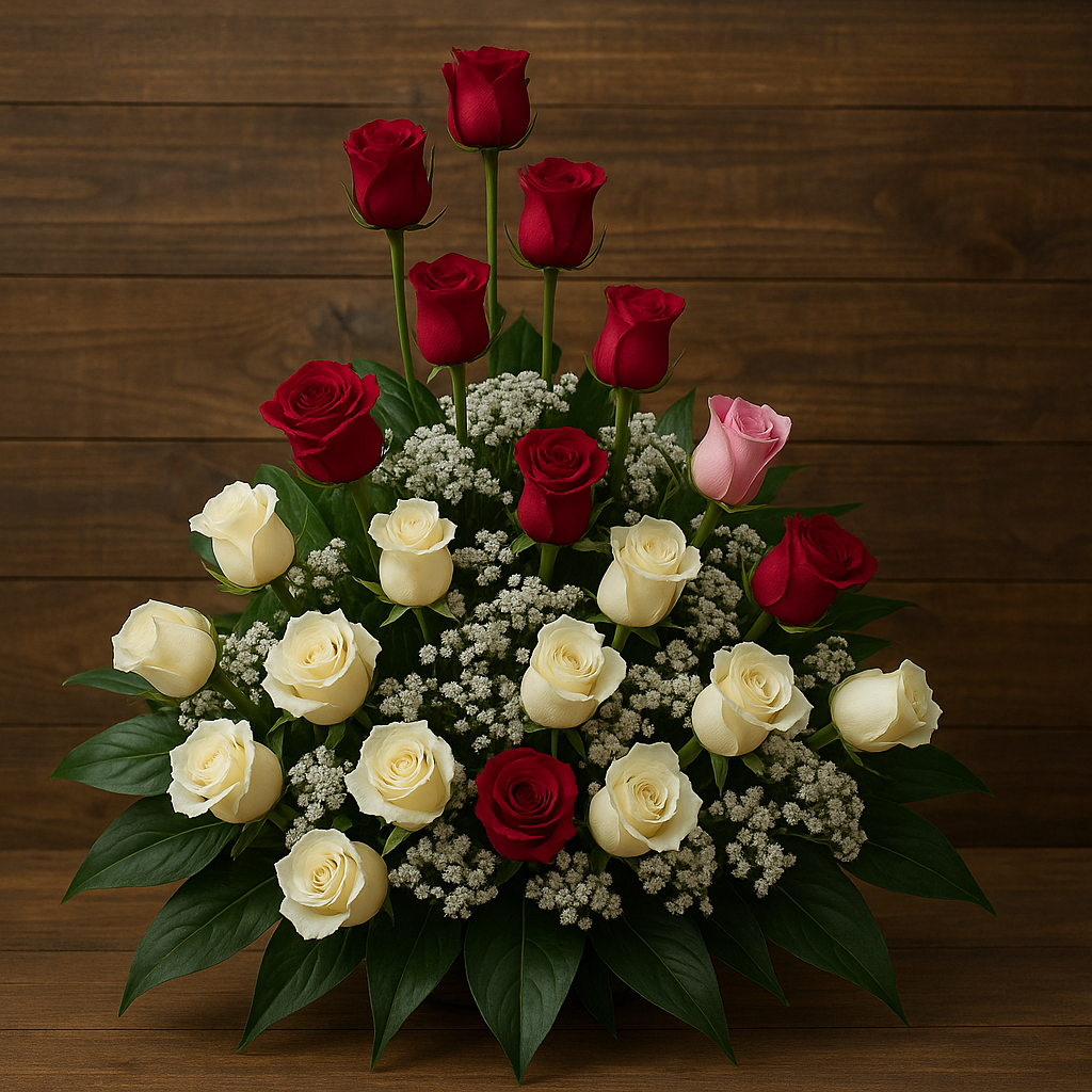 C entro de rosas bicolor